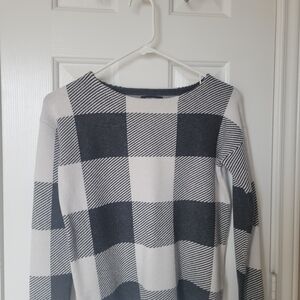 Jones New York Black and White Checkered Sweater
